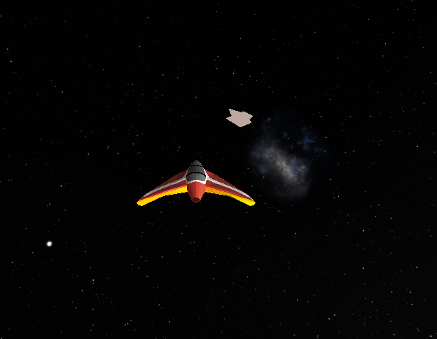 Ship heading towards asteroid