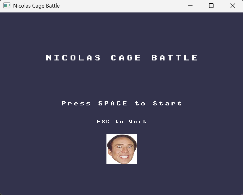 Nicolas Cage Battle Main Screen