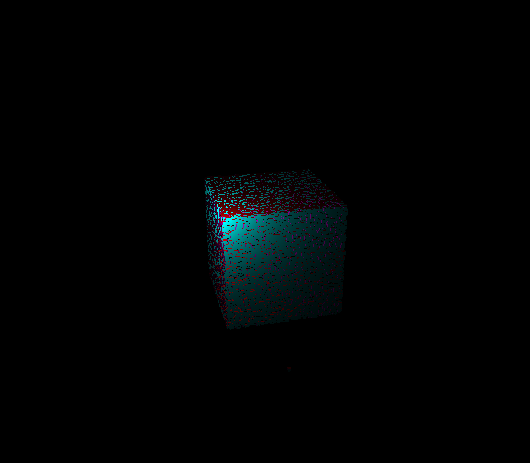 Particles collapsed into a cube