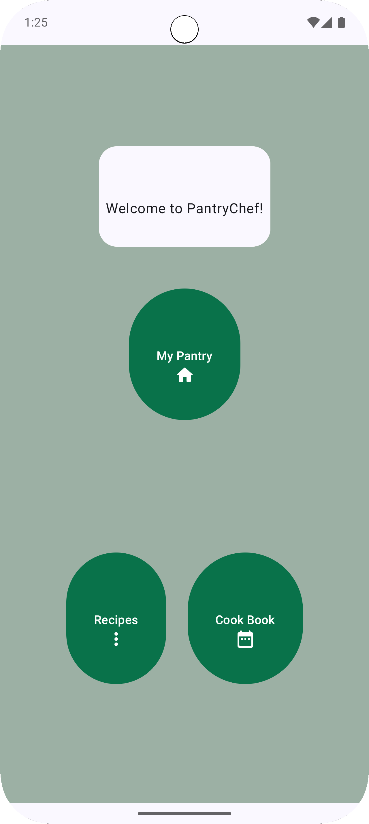 Screenshot of PantryChefs main screen
