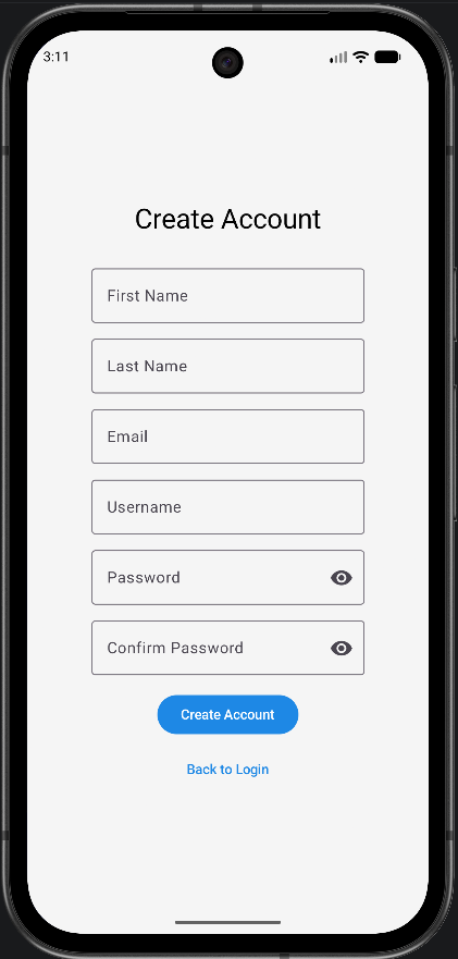 Authentication screen